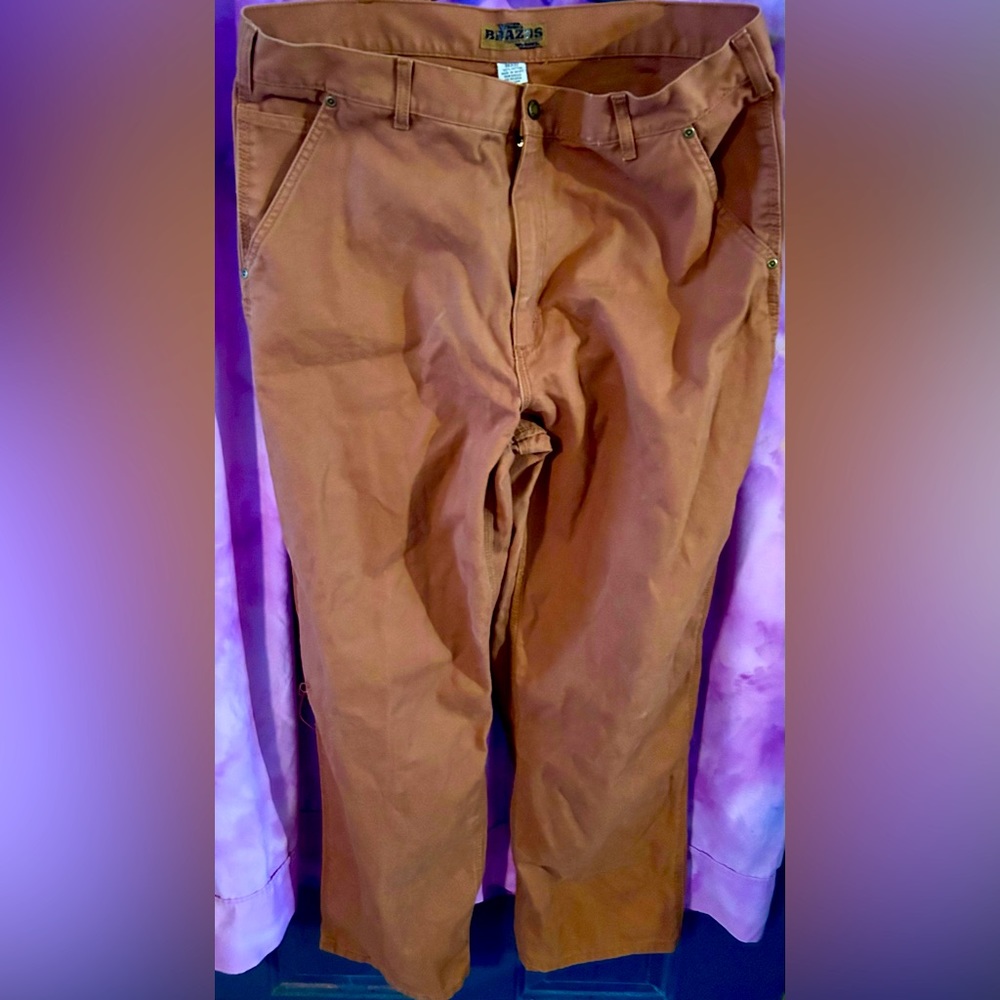 brazos men’s 38x32 camel khaki cargo work pants